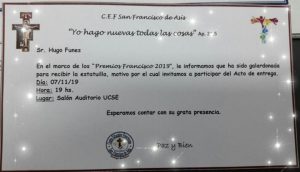 Lee más sobre el artículo El Secretario General del Sadop Seccional Santiago del Estero, recibirá el «Premio Francisco 2019».